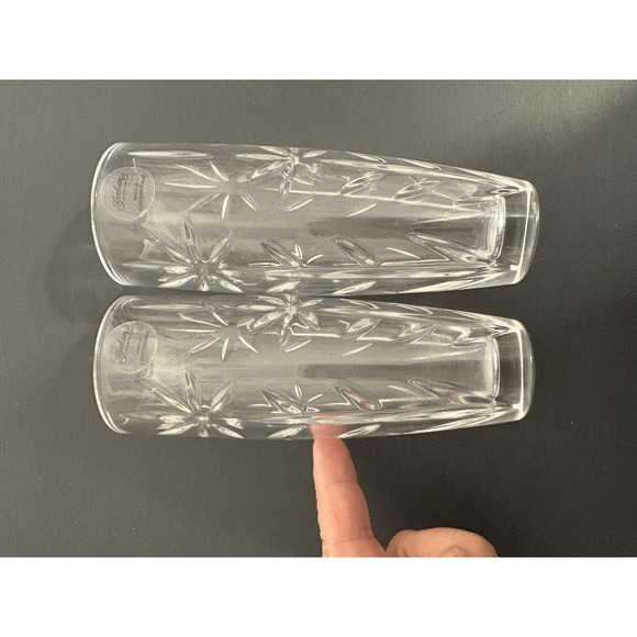 New‎ Gorham Full Lead Crystal Floral Majesty Matching Vases X 2 Bud 6x2" - Picture 5 of 9